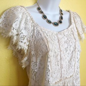 BCBG Lace Boho Blouse S